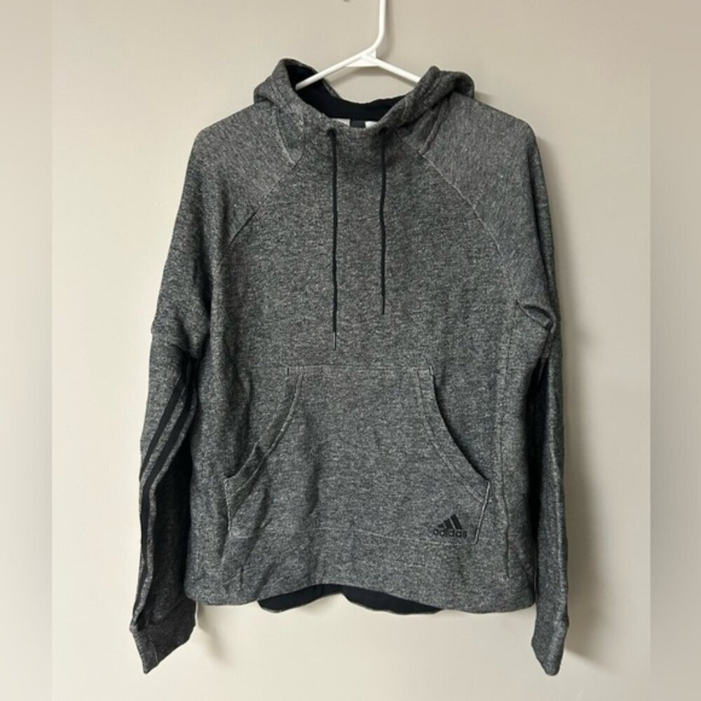 Adidas Grey and Black Pullover Hoodie